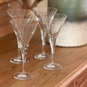 4 Etched Leaf Stem Cordial/Martini Glasses